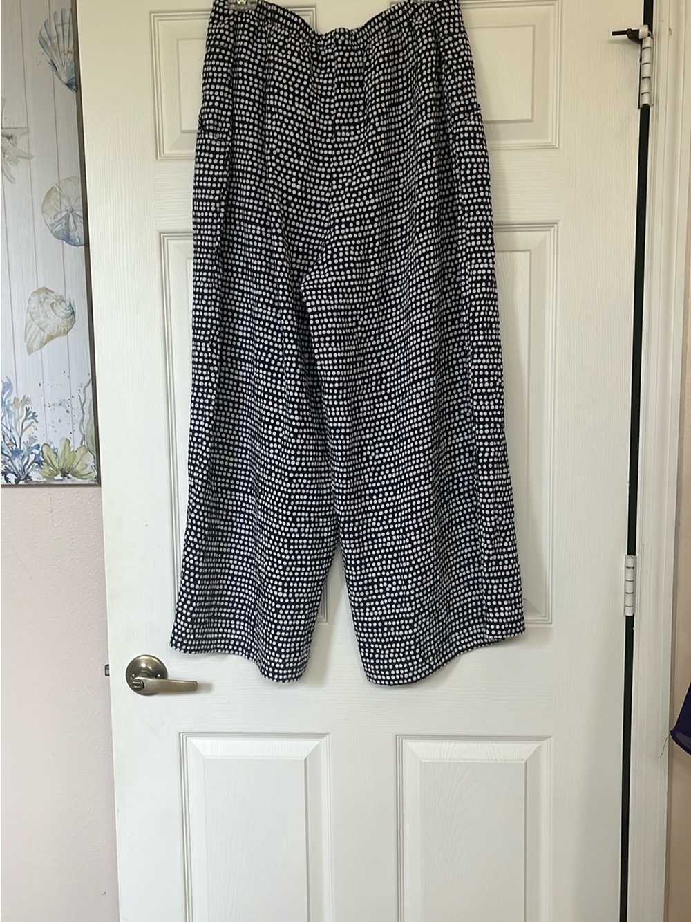 Wide-Leg Polka Dot Pants - Navy & White